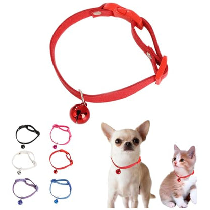 Red XXS Dog Collar with Bell,Puppy Collar Girls Cute Cat Collars with Bell for XXS XS Small Tiny Female Dogs Pet Kitten Animal - color: 05 Red