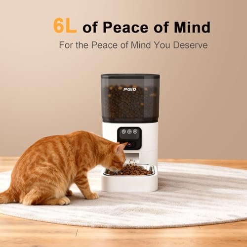 Automatic Cat Feeder with Camera, 1080P HD Video with Night Vision, 2.4G WiFi Pet Feeder for Cat & Small Dog, 2-Way Audio & Meal Call Pet Food Dispenser, Motion Capturing Auto Dog Feeder 6L - size: 6L single bowl video version