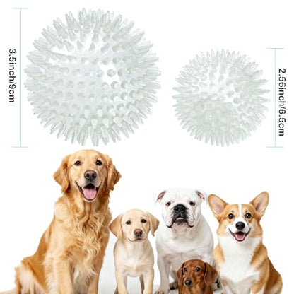 petizer 2.5 Inch 6 Pack Glowing Squeaky Ball for Dogs - Durable Rubber Spiky Balls for Small Dog, Bouncy Glow in the Dark Fetching Balls Indoors & Outdoors, Puppy Teething Chew & Training Toys - size: 2.5‘’