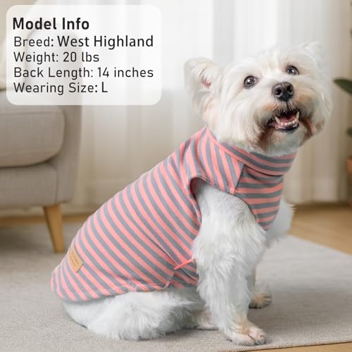 KYEESE 2Pack Dog Sweater Pullover Small Pet Sweaters Dog Sweaters for Small Dogs Girl Stretchy Pets Sweatshirt Warm Pets Clothes Soft Dogs Clothes Turtleneck Pet Coats - color: 3# Stripe+Grey, size: Large (12-18lbs)