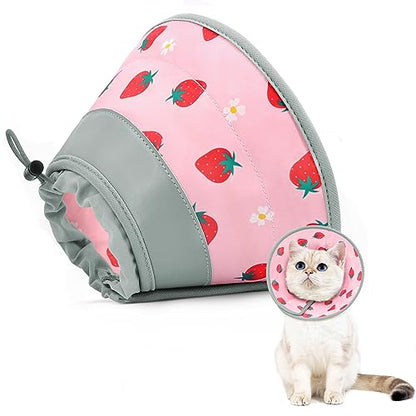Cat Cone Collar Soft to Stop Licking, Adjustable, Foldable Lightweight Kitten Cones After Surgery Recovery for Cats & Kittens, Cat Cone Alternative, Easy Eating (Pink, M) - color: Pink, size: M
