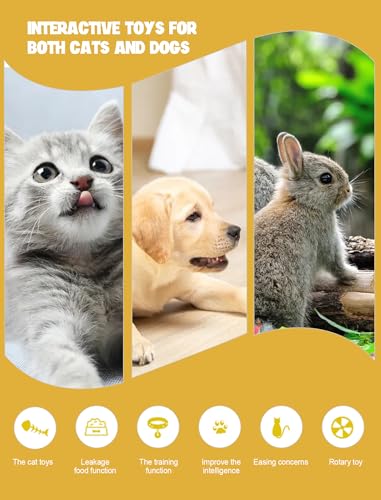 GLOGLOW Interactive Cat Puzzle Feeder, Windmill Treat Dispensing Cat Toy, Indoor Playtime, Suction Cup, Slow Feeding, for Cats, Kittens, and Puppies Training Rewards - color: yellow