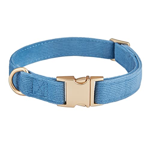 Soft Corduroy Fibric Dog Collar with High Grade Metal Buckle, for Small Dogs.(Blue,Small:10-15") - color: Blue, size: Small