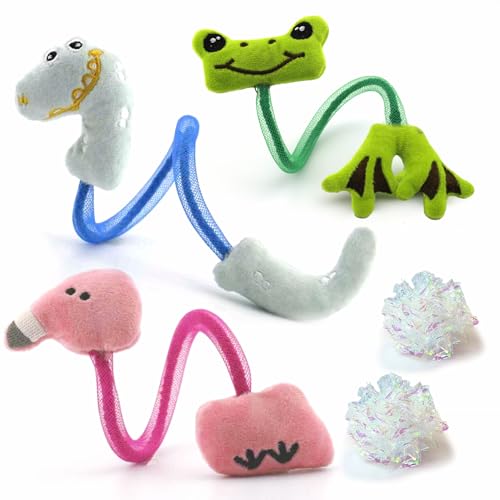 Interactive Cat Toys Set, Silvervine Chew Sticks and Catnip Spring Ropes, Indoor Cat Toys for Exercise and Dental Care, for All Cat Breeds (5 Pack) - color: 5 Pack