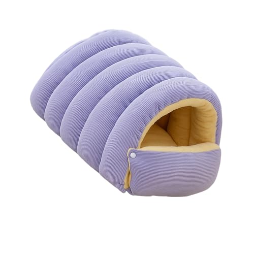 Rulbelok Enclosed Washable Cats Shelter Soft Cotton Filling Velvets Cover Stress Reducing Bed Nonslip Base Home Decors Piece Nonslip Base Cats House - color: Light purple, size: Medium size
