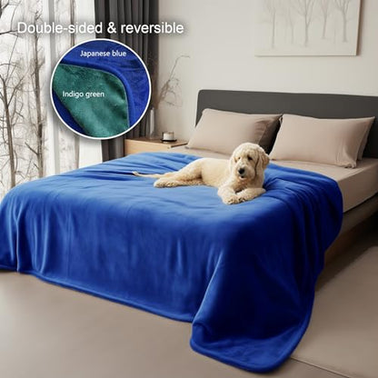 Waterproof Throw Blanket – Leakproof, Spill-Proof Flannel Blanket for Bed, Couch, Kids & Pets Protection, Reversible Water-Proof Design (Navy Blue & Abyss Green, 40x60) - color: Navy Blue & Abyss Green, size: Throw