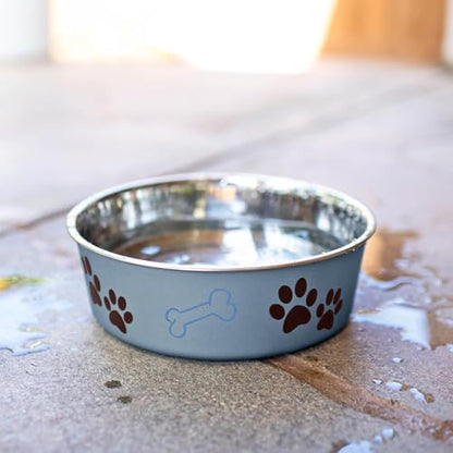 Loving Pets Bella Dog Bowls- Stainless Steel Dog & Cat Bowls - Spill Proof Dog Food Bowl, Cat Bowl, Puppy Essentials & Pet Supplies Great for Home & Travel (X-Large 65-100lbs, Blueberry) - color: Blueberry, size: X-Large (65-100lbs)