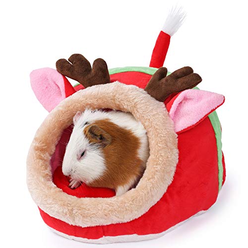 Guinea Pig Rabbit Ferret Bed Hide Huts Removable Cushion for Rat Accessories Toys (L,Reindeer) - color: 5-Reindeer, size: L