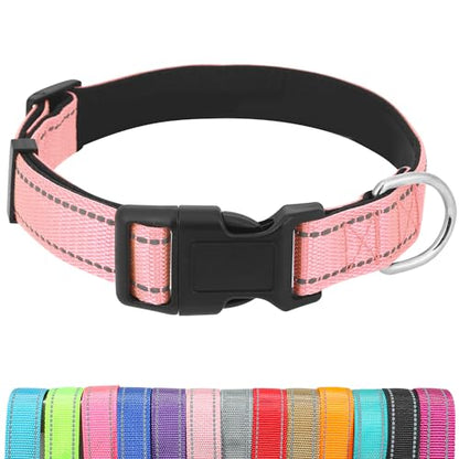 Dog Collars Adjustable for Small Dogs,Heavy Duty Waterproof Dog Collar with Quick Release Buckle,Girl Boy Female Male Reflective Nylon Dog Collar with Soft Neoprene Padded,S,Pink - color: Pink, size: Small