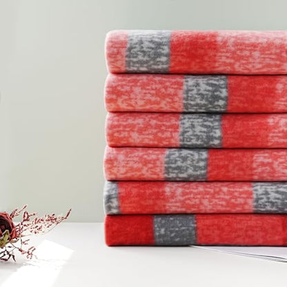ZYFZCYBL Fleece Throw Blankets for Couch Bulk Lightweight Warm Soft Cozy Blanket 6 Pack Bulk Fleece Blanket Solid for Bed Couch Office Gifts Outdoor 50 x 60 inch （Red and Grey） - color: Plaid (Red and Grey)