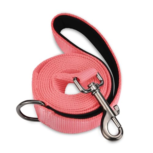 AUDWUD Soft Padded Handle Dog Leash,Relieve Hand Pressure;Portable,Strong,High Tensile Strength,Suitable for Small and Medium Sized Dog Walking Leash - color: Baby pink, size: 6 ft