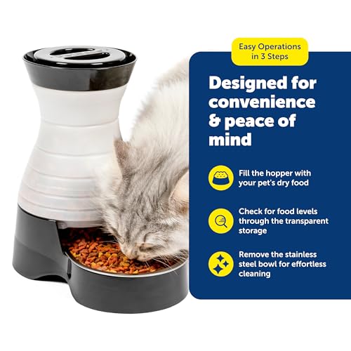 PetSafe Healthy Pet Food Station - Medium, 4 lb Kibble Capacity - Gravity Pet Feeder Dry Food Dispenser, Automatic Cat Feeder, Small to Medium Dog Feeder - Removable Stainless Steel Bowl Included - size: Medium