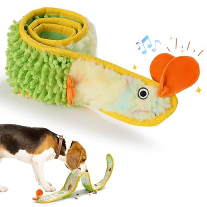 Nocciola EEL Squeaky Dog Toy, Tough No Stuffing Toy for Tug of War, Puppy Interactive Puzzle Fun to Keep Them Busy, Cognitive Crinkle Dog Toy for Large Medium Small Breed, Yellow - color: No Stuffing Yellow Eel