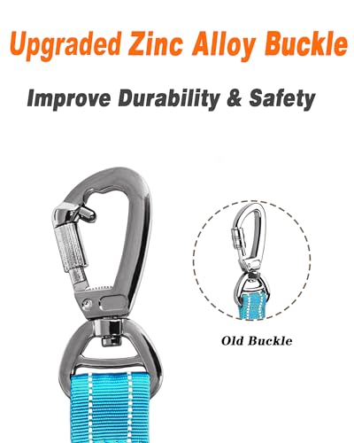 AUBELL Tactical Dog Leash Heavy Duty,4-6ft Reflective Strong No Pull Bungee Leash for Medium Large Dogs with Comfortable Padded Double Handle,Car Seat Belt,360 Degree Rotating Carabiner,Blue - color: M/L-Blue(4-6FT)