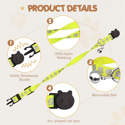 16 PCS Breakaway Cat Collars with Bells Reflective Cat Collar Safety Nylon Kitten Collars Cat Collars for Girl Boy Cats(7.5"-12.6") - size: Standard(7.5" - 12.6")