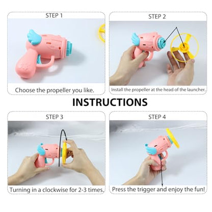 REDANHA 12 PCS Cat Fetch Toy with Colorful Flying Propellers Set, Cat Playing Tracking Interactive Toys for Kitten Chasing Training Hunting (Pink&Blue Wing)