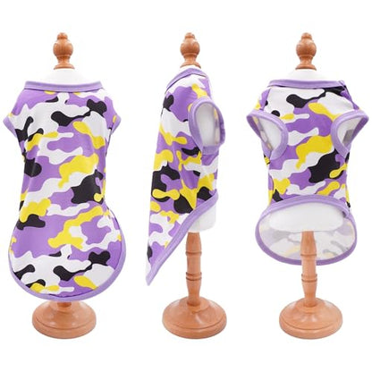Dog Shirts Camo Female Pink Purple for Small Puppies Doggies Cats Girl Sleeveless Tank Top Tee Clothes Vest Soft Light Weight Stretchable Pack of 2 S - size: Small