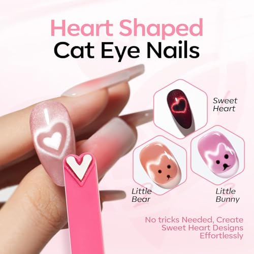 Modelones Cat Eye Gel Polish Nail Magnet, 8-in-1 Cat Eye Magnet Tool for Gel Nails Strong Magnetic Nail Art Wand with Steel Ball, Glass Bead& French Tip&Clover Cateye Multi-Effect Magnets DIY Salon - color: A A 8-in-1 Cat Eye Magnet
