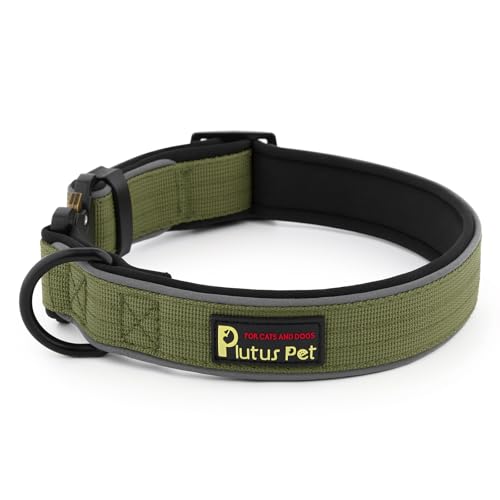 Plutus Pet Tactical Dog Collar, Reflective, Adjustable Heavy Duty Dog Collar, Soft Padded and Comfortable, for Small Medium and Large Dogs (Ranger Green, XS) - color: Ranger Green, size: XS