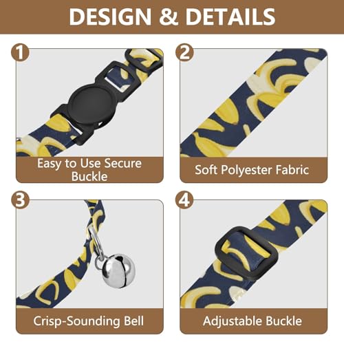 Bananas Navy Blue Adjustable Buckle Cat Collars 2 Pack Collar for Puppy - color: Bananas Navy Blue