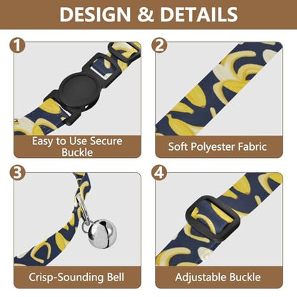 Bananas Navy Blue Adjustable Buckle Cat Collars 2 Pack Collar for Puppy - color: Bananas Navy Blue