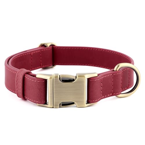 Plutus Pet Genuine Leather Dog Collar – Adjustable Pet Collar with Quick Release Metal Buckle, Soft Real Leather for Small Medium Large Dogs, Heavy Duty & Skin-Friendly (Burgundy, XS) - color: Burgundy, size: XS