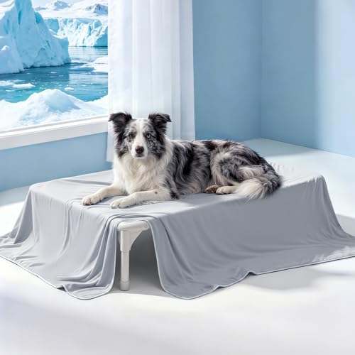 Mora Pets Premium Cooling Blanket for Dogs, Q-MAX>0.5 Washable Breathable Cooling Mat, Lightweight Soft Summer Pet Throw Blanket, Furniture Protector Bed Couch Cover for Medium Dog Cat, Gray, 40x60 - color: Gray, size: Large (40x60")