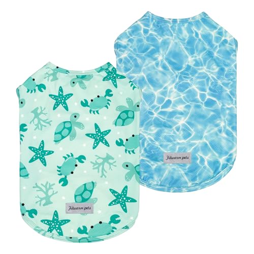Fitwarm 2 Pack Marine UPF 50+ UV Sun Protection Dog Shirt, Lightweight Cooling Vest, Quick Dry Summer Clothes for Small Dogs Boy Girl, Pet Outfit, Sky Blue, Mint Green, Small - color: Marine, size: Small