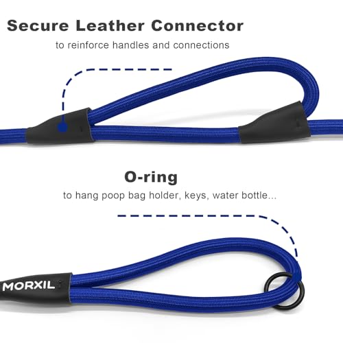 Rope Dog Leash with Two Handles, 6 Foot Heavy Duty Dog Leash with Aviation Aluminum Auto Locking Carabiner, Strong Nylon Pet Lead for Small, Medium, Large Dogs (Blue, 6FT-Two Handle) - color: Blue, size: 6 Foot Two Handle