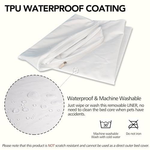 Waterproof Dog Bed Liner, Washable Replacement Cover Reusable Pet Pee Water Resistant Proof with Zipper, Liner Only 41x29 inch - size: 41x29x4 inch