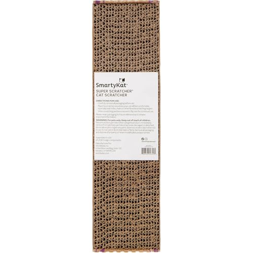 SmartyKat Super Scratcher Corrugated Cat Scratcher and Scratch Pad for Cats, Catnip Infused with Catnip, Scratchers for Indoor Cats and Kittens, Cardboard Scratching Post - size: One Size, style: Rectangle Scratcher