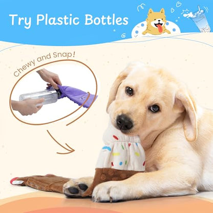 Nocciola 3 PC No Stuffing Small Dog Toys, Removable Crinkle Squeaky Durable Dog Tug Toy Summer Drinks Theme, Bottle Insert Fun Puppy Toys to Keep Them Busy - style: 3 PC No Stuffing Drinks