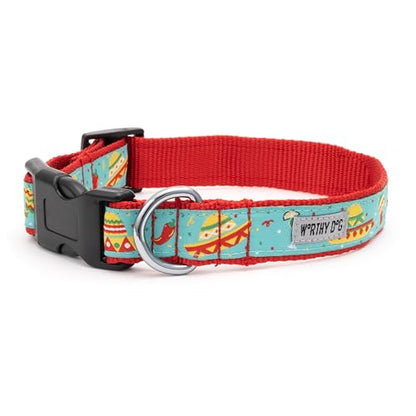 THE WORTHY DOG Clearance Patterned Nylon Dog Collar – Adjustable Durable Everyday Collar with Quick-Release Buckle & Nickel-Plated-Cinco de Mayo - Turquoise, X-Small - color: Cinco de Mayo - Turquoise, size: X Small