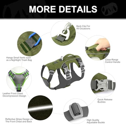 Escape Proof Dog Harness Medium Sized Dog, Reflective No Pull Dog Vest with Handle, Lightweight Full Body Pet Harness Adjustable for Walking,Training(Green,Chest:17-32") - color: Green, size: M: Chest 17-32", Fit 25-55 lbs