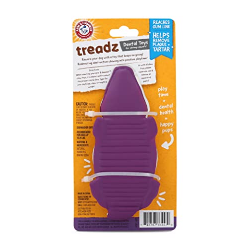 Arm and Hammer for Pets Super Treadz Mini Gator Dental Chew Toy for Dogs - Reduces Plaque and Tartar Without Brushing, Baking Soda Infused, Dishwasher Safe, Dogs Up to 25 Lbs - size: Small (Pack of 1), style: Gator