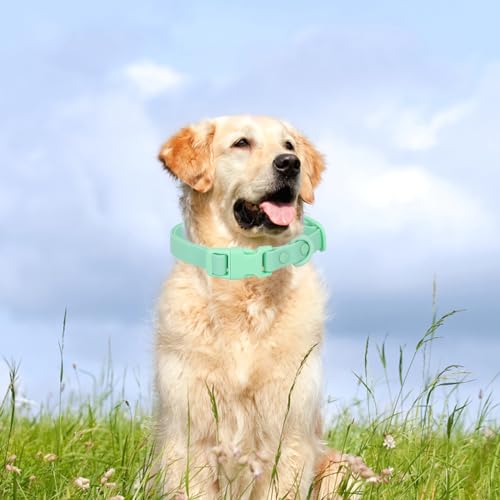 Waterproof Dog Collar Soft Rubber Dog Collar with Safety Buckle Adjustable Pet Collars for Small Medium Large Dogs - color: Green, size: S