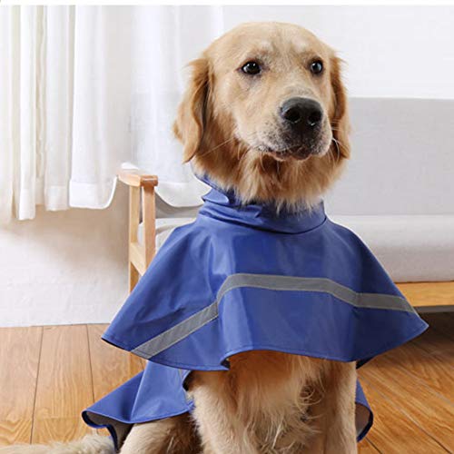 NACOCO Large Dog Raincoat Adjustable Pet Water Proof Clothes Lightweight Rain Jacket Poncho Hoodies with Strip Reflective (L, Blue) - color: Blue, size: Large (Pack of 1)