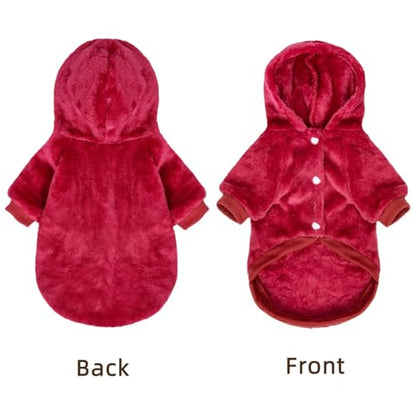 FabriCastle Dog Hoodie Sweater for Small Dogs Boy and Girl, Dog Clothes XS XXS Puppy Sweatshirt, Pet Outfit, Cat Clothing Super Soft Warm Snap On Closure (Wine red, XX-Small) - color: Wine red, size: XX-Small