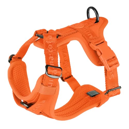 No Pull Dog Harness with Lycra, Three-Point Force Dispersion & 3D Padding, Adjustable Breathable Mesh for Small Medium Large Dogs(Orange,XS) - color: Orange, size: XS(Neck:10.0-16.0,Chest:14.0-20.0)