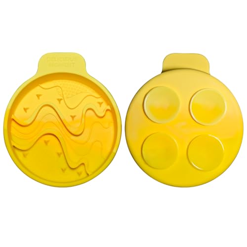 Silicone Cat Slow Feeder Bowl with Suction Cup, Round Anti-Tip Anti-Choking Feeding and Water Bowl, Easy Clean Cat Bowl for Cats and Small Pets - color: Yellow, size: D:5 INCH
