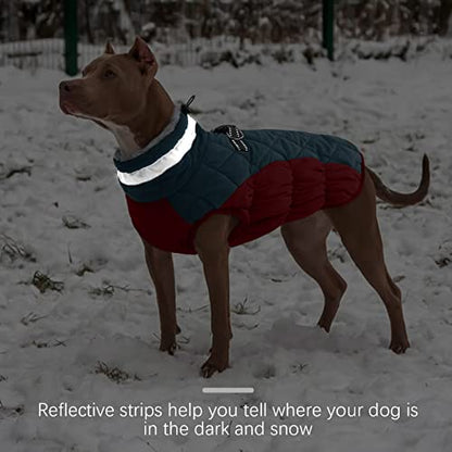 FUAMEY Dog Coat for Small Dogs,Waterproof Dog Winter Jacket with Harness Built in Puppy Cold Weather Coats Reflective Pet Vest with Zipper Warm Fleece Dogs Snowsuit Windproof Dark Blue XS - color: Dark Blue, size: XS(chest:14in)