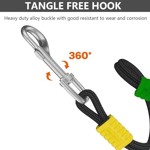 DomKim Heavy Duty Double Hands-Free Dog Rope Lead for Small Medium Large Dogs, Dog Leash 4.6 FT with Comfortable Padded Handle, Long Crossbody Waist Leashes for Puppy (Black) - color: Black
