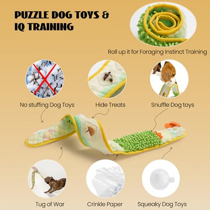 Nocciola EEL Squeaky Dog Toy, Tough No Stuffing Toy for Tug of War, Puppy Interactive Puzzle Fun to Keep Them Busy, Cognitive Crinkle Dog Toy for Large Medium Small Breed, Yellow - color: No Stuffing Yellow Eel