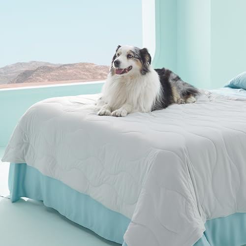 Bedsure Premium Cooling Dog Blankets for Bed - Q-MAX>0.5, Breathable Summer Washable Cold Pet Mat, Soft Durable Self Cooling Dog Mat for Hot Weather, Pearl Grey, 60x80 - color: Pearl Grey, size: Twin(60x80")