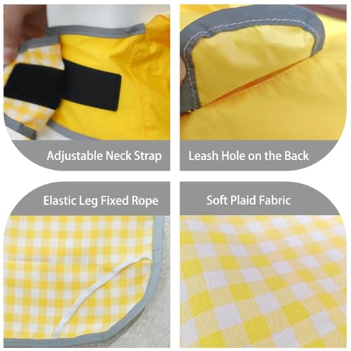 Dog Raincoat Reversible,Waterproof Dog Rain Coat Hooded Slicker Poncho with Reflective Strip, Plaid Double Layer Rain Jacket for Small Medium Large Dogs (Yellow, Small(9-13lb)) - color: Yellow, size: Small(9-13lb)