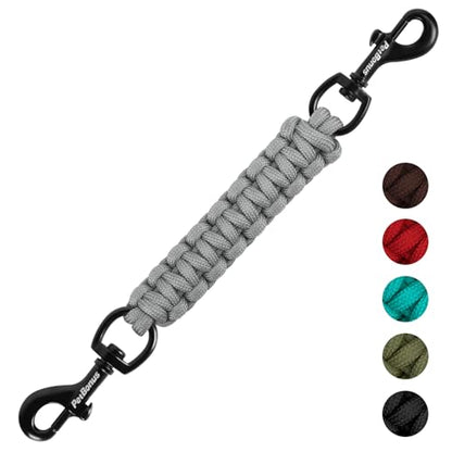 Dog Collar Safety Clip, Handmade Backup Safety Strap for Dog Harness, Prong, Pinch Collar, Double Ended Clasp Leash Connector (Grey) - color: Grey