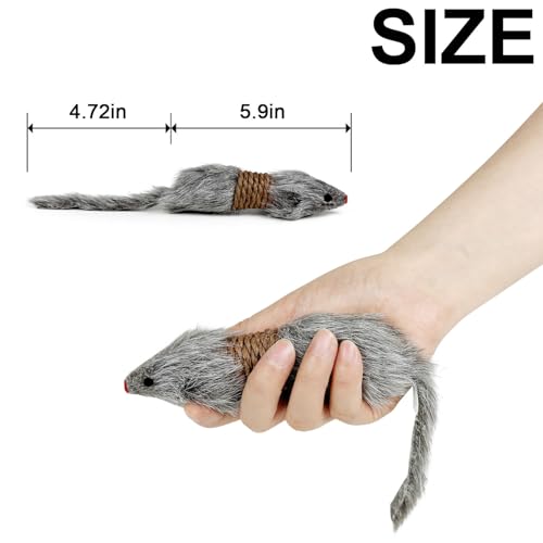 TTcat 2Pcs Cat Mice Toys,Faux Fur Cat Kicker Toys Large Mice with Long Tail Without Catnip, Interactive Catch Play Mouse Toy for Indoor Cats and Kittens.