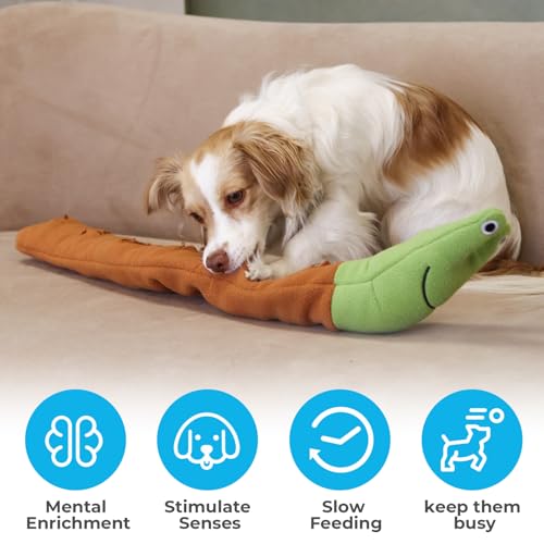 Dog Toys Plush with Squeaky & Treat Hiding Features - Mental Stimulation Enrichment Toy for Large Breed Dogs - Machine Washable Slow Feeder to Keep Dogs Busy，Snail Snuffle - color: Snail Snuffle-1