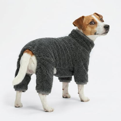 Fitwarm Dog Fleece Pajamas, Dog Winter Clothes for Small Dogs Boy Girl, Pet Jumpsuit, Doggy Onesie with Feet, Dark Grey, Medium - color: Dark Grey, size: Medium