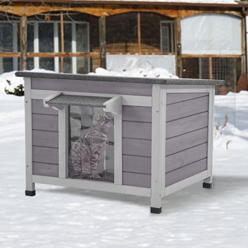 GUTINNEEN Insulated Cat House Outdoor with Triple-Layer - Weatherproof Cat Shelter with Insulation Liner, Elevated Base & Openable Roof for Stray/Feral Cats (Winter-Ready)